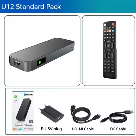 U12 DVB-T2 DVB-C Digital TV Decoder HD Free TV Channels EPG TV Tuner for Spain France Itlay Columbia
