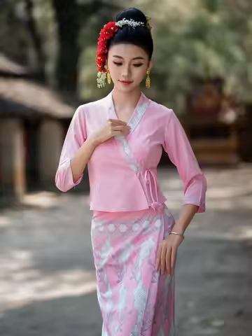 2pcs Thailand Long-gyi Skirt Sarong Dai Tube Skirt Women's Clothing Traditional Dai Ethnic skirt dre