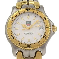 【日本直輸】豪雅 TAG HEUER Professional 手錶 WG1122-KO SS 銀色 石英 指針式顯示 白色錶盤 男仕【二手】