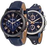 Authentic Fossil Navy Blue Men Women Leather Couple Watch FS5061 ES4113