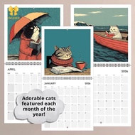 [Chuffed-t] Cats Chillin' With Books 2026 Wall Calendar, Cat-Themed Monthly Planner, Cat-Themed Illu