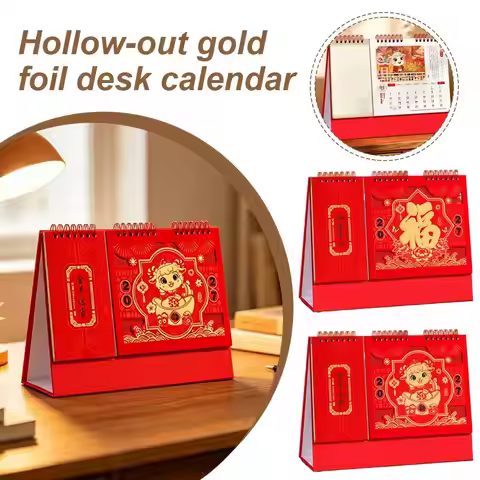 2027 Calendar Year of The Goat Wall Calendar Red Gold Hanging Decorative Chinese Zodiac Mini Wall De