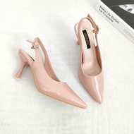 Simoncelli Sepatu Wanita Heels Tali Belakang 7 Cm Glossy Cewek buat Kerja Kondangan Kuliah Elegant I