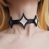 3D打印黑色星芒鏡子甜酷項圈頸鏈輕亞朋克哥特暗黑風