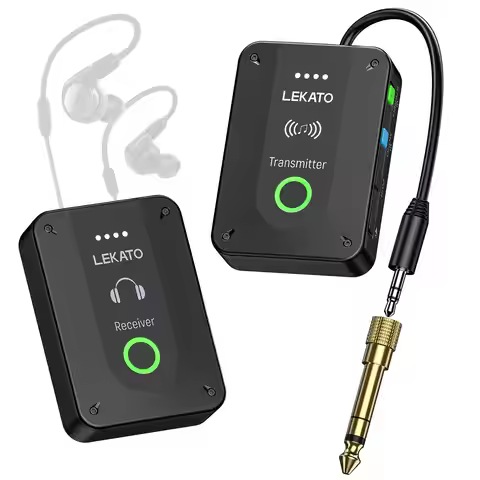 LEKATO MS-02 Wireless in Ear Monitor System 2.4G Stereo IEM with Transmitter Beltpack Receiver Wirel