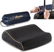 alkamto Travel &amp; Camping Comfortable Memory Foam Pillow – Easy to Carry Portable Bag – Temperature Regulating Pillow Case (Black Contour)