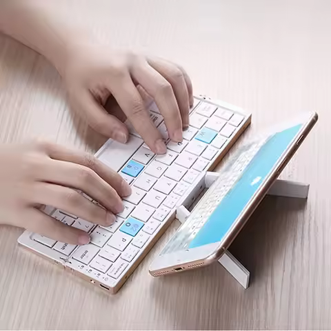 Tri-folding foldable Bluetooth Wireless Keyboard Aluminum Housing for iPad 7 8 9 iPhone 11 12 13 14 