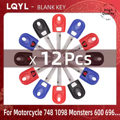 12Pcs Blank Key Motorcycle Replace Uncut Keys For Ducati 748 749 848 999 1098 1198 Monsters 600 620 