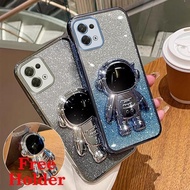 Glitter Plating Casing for OPPO Reno 8 5G oppo Reno8 pro 5g 2022 Soft Phone Case Silicone shockproof Cover with Astronaut Stand Holder for Girl Cases