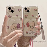 Card holder Flowers dog Soft HP Casing OPPO Reno 13F 11F A60 a16 a15 a53 a12 a11k a38 a17k Realme No