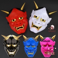 Oni Noh Hannya Halloween mask - 2-horned demon king with 5 colors RED, WHITE, BLACK for a spooky par