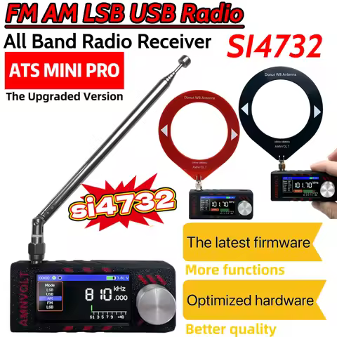ATS Mini Pro SI4732 Full Band DSP Radio LSB USB AM FM FM Radio 1.9inch IPS Screen HF/SW/MW/VHF Recei