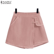 ZANZEA Women Korean Causal Elastic Waist Wide Leg Shorts