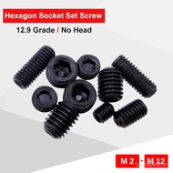 Hex Socket Set Screw M2 M2.5 M3 M4 M5 M6 M8 M10 M12 Carbon Steel Grub Screw Grade 12.9 Black Color M