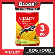 Vitality Classic Dog Food 3kg Super Premium Dog Food For Adult Dogs (Lamb And Beef) Dog Food, Dog Dr