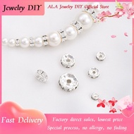 💕Jewelry DIY💕Color Retaining Bag Thick Silver Rhinestone Ring Spacer Beads Hollow Bead Abacus Beads with Diamond Spacer DIY Handmade Beaded Jewelry Accessories [Bead Cap/Spacer/Bracelet Necklace Accessories]