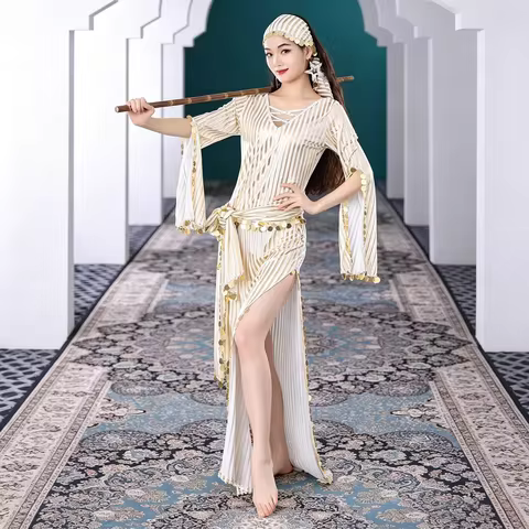 Plus Size Women Belly Dance Baladi Dresses Saidi Folk Dance Outfit Egyptian Robe Cabaret Costume Set