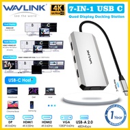 Wavlink 7-In-1 USB C Quad-Monitor อุปกรณ์เสริมสำหรับการเชื่อมต่อกับแลบทอปที่มี Dual 4K Hdmi 4K DP VGA USB2.0หลายตัวแปลงพอร์ตสำหรับ Dell/hp/ Lenovo/Thinkpadใช้ได้กับ Mac/Windows/Chrome Os/linux/android