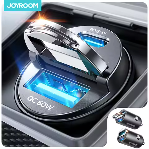 Joyroom 125W Pull Ring Car Charger USB Type-C Dual Fast Ports Fast Charging Mini Car Phone Charger A