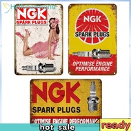 3Pcs NGK Spark Plug Vintage Metal Plate Rectangular Iron Painting Decor 20x30cm