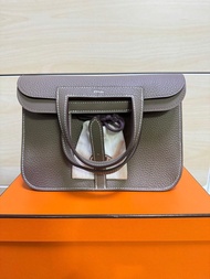 全新Hermes Halzan 25大象灰銀扣