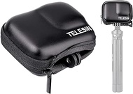 TELESIN Small Carry Case for GoPro Hero 9 Black, Protective Case Travel Bag Lens Case with Half Open Zipper Supports Connecting with Selfie Stick and Tripod