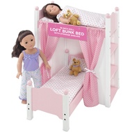 Emily Rose 18" Doll Loft Bunk Bed, Doll Beds for 18 Inch Dolls, Baby Doll Bunkbed with Storage Shelv