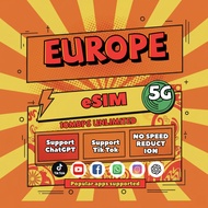 Europe Travel Local eSIM 4G/5G | 9GB Unlimited Data | 3-15 Days | Fast Activation & Email Delivery