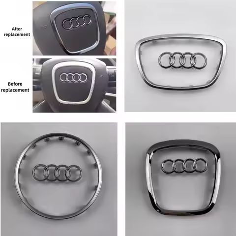 Automobile Steering Wheel Logo Bright Frame Strip Electroplated Car Logo Sticker For Audi A3 A4 B8 8