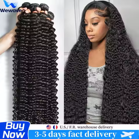 Wewave Straight Human Hair Bundles 30 Inch Black Hair 1B Natural Color Full Density Bleached Knoted