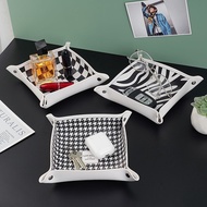 Nordic Thousand Bird Leather Pallet Storage Entran 北欧千鸟皮革托盘收纳玄关饰品口红杂物化妆品钥匙桌面收纳盒客厅259/923