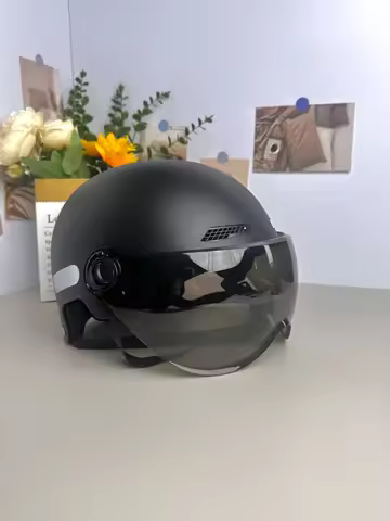 Motorcycle Helmet Vintage Black with Goggles Men Women For Ebike Cycling Urban Commuter