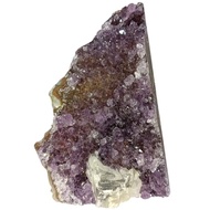 Amethyst raw side with calcite druzy mineral H07