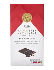 M&amp;S Swiss Chocolate Extra Fine Dark Chocolate 125g x1 Marks and Spencer 72% Cocoa Rich Chocolate Block