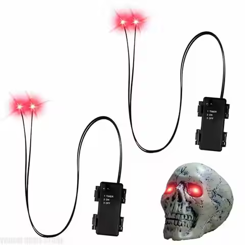 2 Pcs Halloween Led Glowing Eyes with Timer Light Up Skeleton Eyes Horror Diy Eyes for Masks Pumpkin