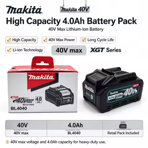 Makita 40V 4.0Ah BL4040 Lithium Ion Battery Pack High Power Stable Output Protection Fit for Makita 