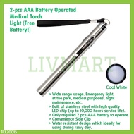 AAA (2pcs) Cool White LED Battery-Operated Stainless Steel Medical Purpose Mini Torch Light Pen Torc