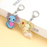 Lovely Axolotl Series Acrylic Keychain Double-sided Cartoon Kawaii Image Trendy Bag Pendant Keyring 