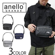 日本 Anello Grande系列 黑色防潑水磨砂織布 斜咩袋