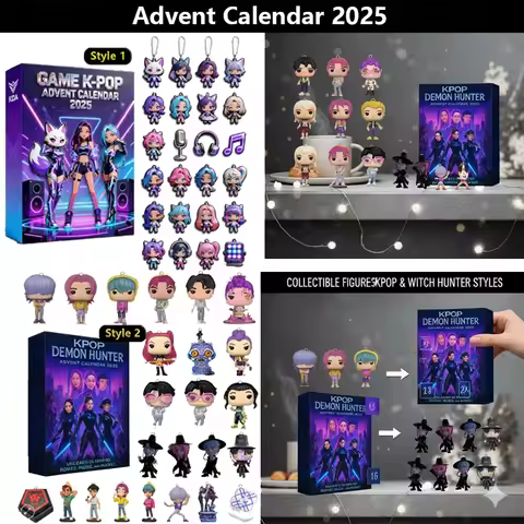 MINISO Advent Calendar Box KPop Demon Hunters 2Kawaii Acrylic Keychain HUNTR X Rumi Mira Zoey Jinu S