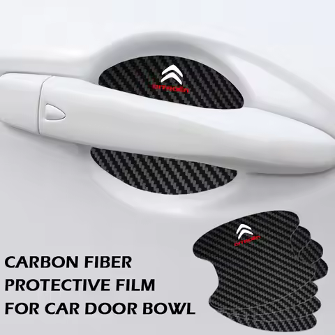 4PCS Car Door Handle Bowl Scratch Protector Carbon Fiber Stickers For Citroen C1 C2 C3 C4 C5 C6 C8 C