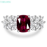 7*9 MM 2CT Ruby High Carbon Diamond Gemstone S925 Silver Women Ring Fine Jewelry Gift