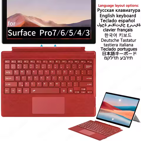 BT Wireless Keyboard for Microsoft Surface Pro 7 6 5 4 3 Touchpad Keyboard with Backlit Teclado Russ