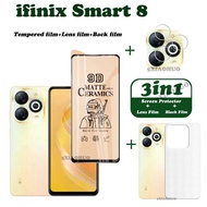 3in1 Infinix Smart 8ป้องกันการสอดแนมกระจกฟิล์มกระจก iPhone X พร้อม Privacy สมาร์ท6กระจกนิรภัยและฟิล์มด้านหลัง Infinix สมาร์ท8ฟิล์มปกป้องหน้าจอ + ฟิล์มเลนส์ + ฟิล์มด้านหลัง