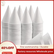 White Paper Cone Cups, Snow Cone Cups,Coated Leakproof Cone Paper Cups for Slush, Shaved Ice, Water 