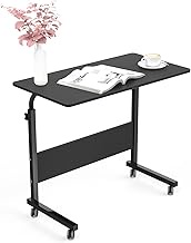 SogesGame Side Table with Wheels, Home Snack Side Table with Castors Mobile End Table,Black,05#1-80B
