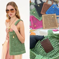 Pre order Chole SUMMER BANANA Raffia Grass Cow Leather Tote Bag Size:33*37*2cm