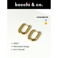 KOCCHI & CO. | S925 Edge Rectangle Hoop Earrings | Minimalist Huggies Hoops Women Earrings – Silver/