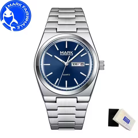 MARK FAIRWAHLE 5160 Men Watch Quartz Wristwatches Calendar Waterproof Business Stainless Steel Watch