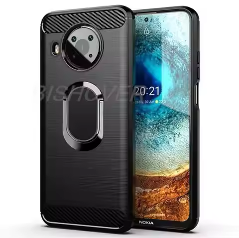 Soft Silicone Carbon Fiber Brushed Case For For Nokia X20 X10 X100 XR20 G50 G20 G10 Ring Holder Stan
